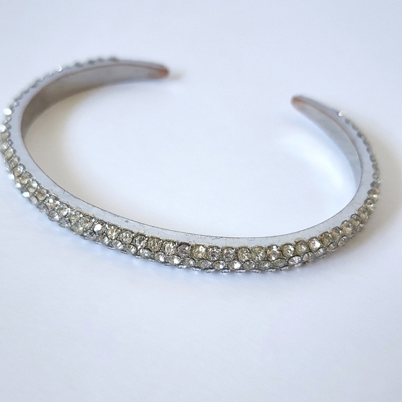 Silver open bangle bling shinny scrystal - Picture 4 of 8